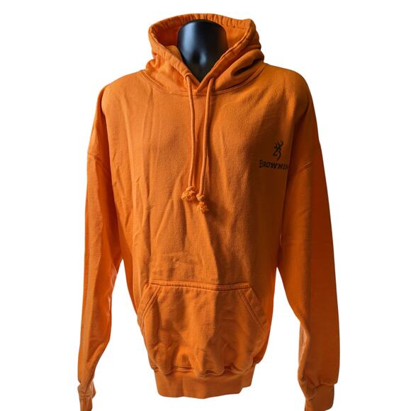 Browning Orange Hoodie Mens 2XL Hunting Sweatshirt Pullover Hiking Kangaroo - Picture 5 of 14